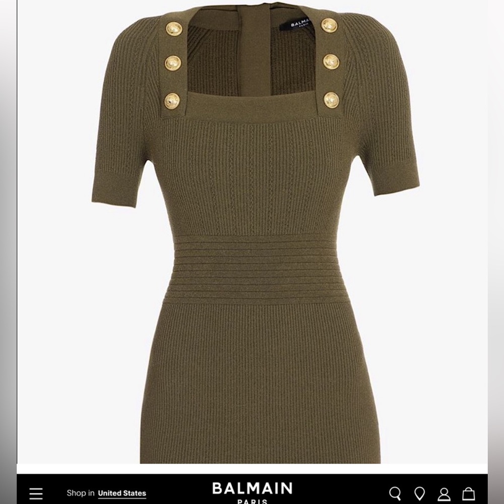 Balmain paris army green mini dress